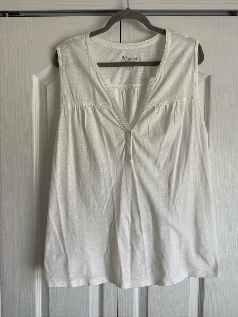 Natural Reflections White Sleeveless V-Neck Tank Top